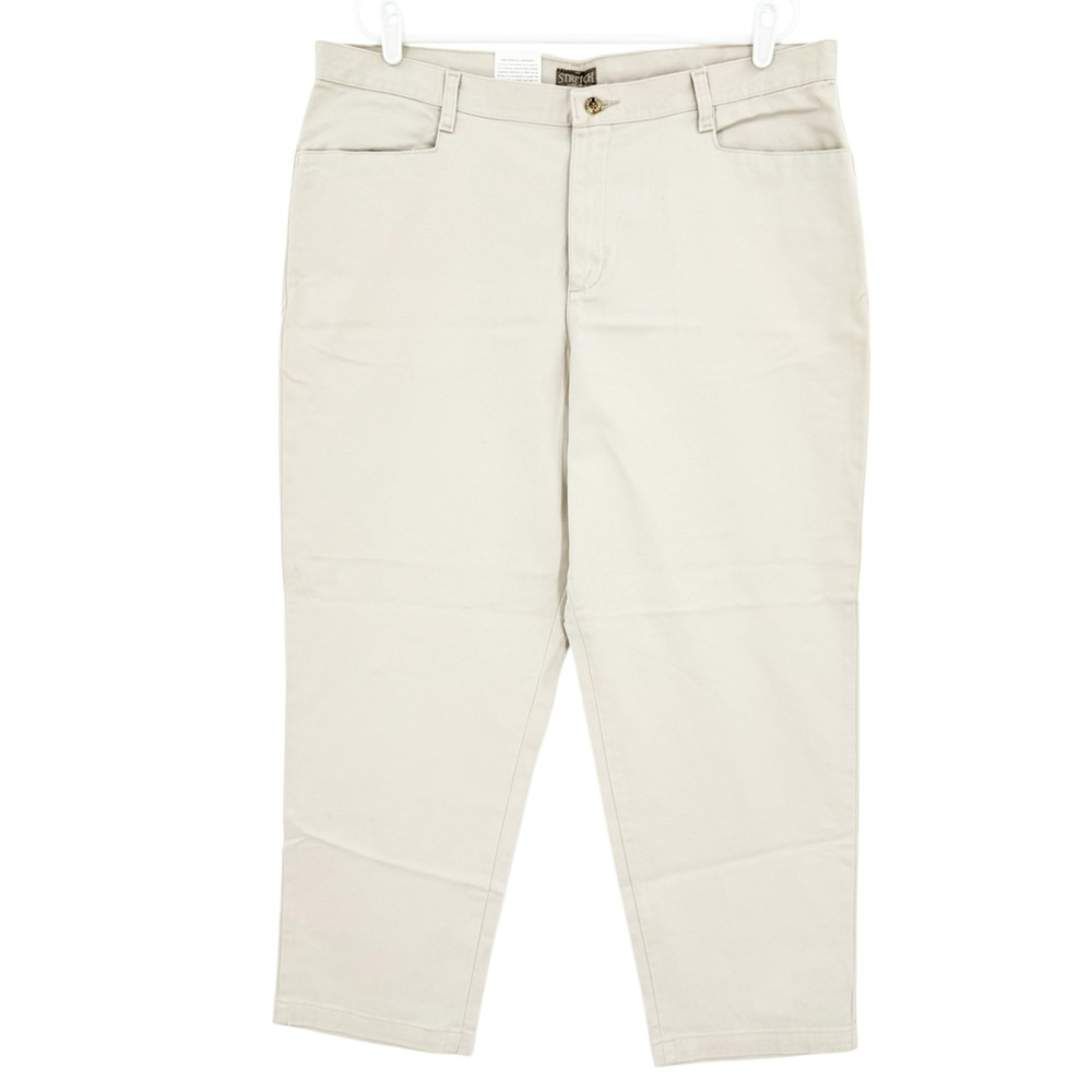 Riders Lee Women's Eased Stretch Twill Stone Beige Pants Size 18WP Relaxed NWT